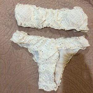 Eyelet white bikini set